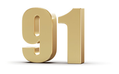 Golden 3D Number 91