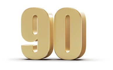 Golden 3D Number 90