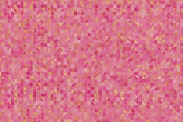Obraz premium Pink and Gold Mosaic, Geometric Tile Pattern, Shiny Pink Background on grainy gradient colorful with copy space for any design