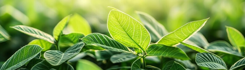 Fototapeta premium Thriving Soybean Plant Reaching for the Sun in Green Agricultural Setting