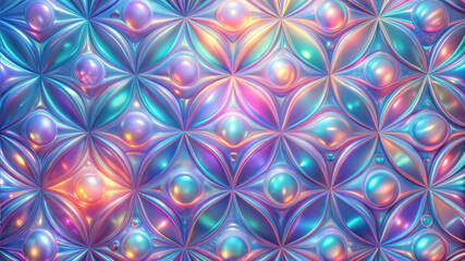 Fototapeta premium Seamless Futuristic Hologram Texture, Iridescent Patterns, Vibrant Colors, High Resolution