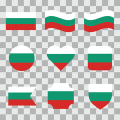 National flag of Bulgaria. Different flag icons set. Isolated transparent Vector