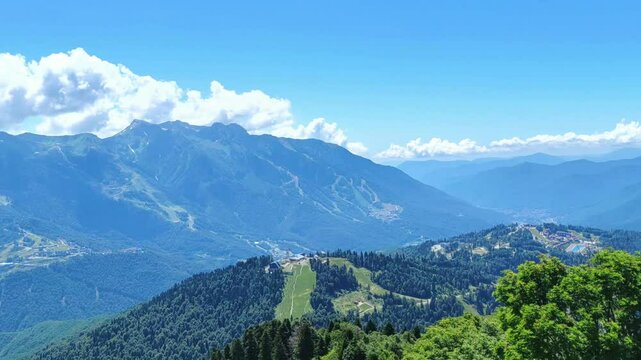 Caucasus Mountains from the top of Rosa Khutor, Sochi, Russia.