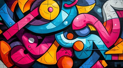 Obraz premium Abstract Graffiti Artwork on Brick Wall
