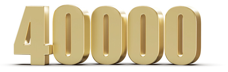 40000 Followers Gold 3D Number