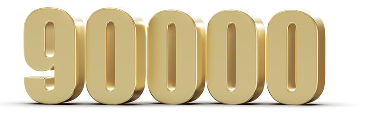90000 Followers Gold 3D Number