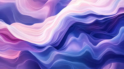 Fototapeta premium Aesthetic wavy dynamic background. Purple, blue, white, and dark beige colors. Banner template. Generative AI