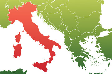 Political map of Italy modern colors vector, isolated on white background.Travel worldwide, map silhouette, backdrop, earth geography, political,reports,city, infographic, political, concept, outline.