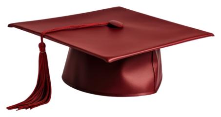 Red graduation cap with tassel