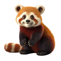 Fototapeta premium Playful Red Panda Sitting Down Clipart Illustration