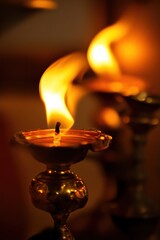 Illuminating Flames: Traditional Oil Lamps in Focus