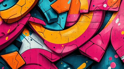 Obraz premium Abstract Urban Graffiti Art with Pink, Orange, and Blue Colors