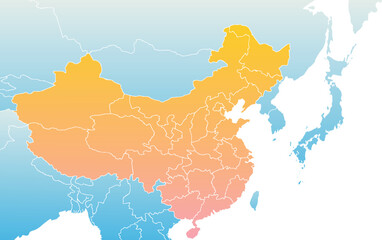 Obraz premium China political map of administrative divisions.Colorful spectrum political map.Map of Asia.