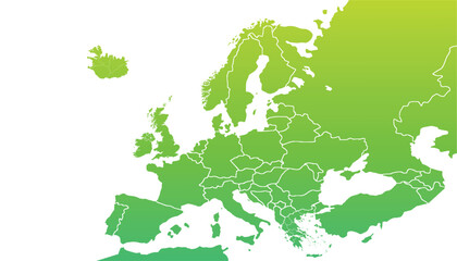 Obraz premium Europe map modern colors vector, isolated on white background.Travel worldwide, map silhouette, backdrop, earth geography, political,reports,city, infographic, political, concept, outline.