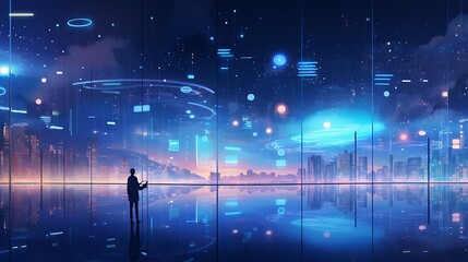 Obraz premium A digital artwork portraying the concept of futuristic technology