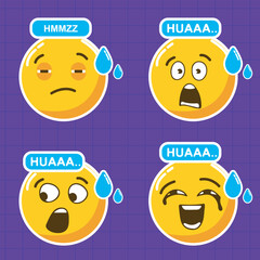 Vector illustration of collection of emoticon icons with various facial expressions. Consisting of emotions such as happiness, sadness, anger, and surprise, it is suitable for modern digital design.