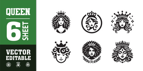 Doodle crowns. Line art king or queen crown sketch, fellow crowned heads tiara, beautiful diadem and luxurious decals vector illustration set. Royal head accessories linear collection