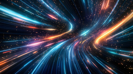 Naklejka premium A futuristic abstract background mural with moving high speed wave lines and glare lights. Data transfer concept.