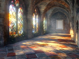 Medieval Majesty: Stained Glass Splendor in an Ancient Chamber