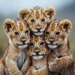 Obraz premium Lion Cub Cuddle.