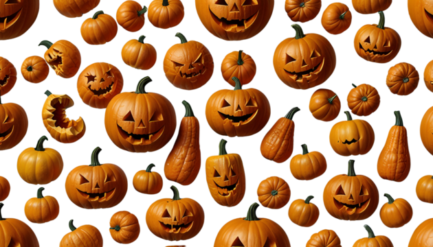 Assorted Pumpkins and Gourds Isolated on Transparent Background - Powered by Adobe