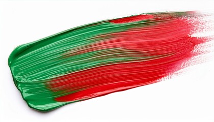 green red oil brush stroke on white background
