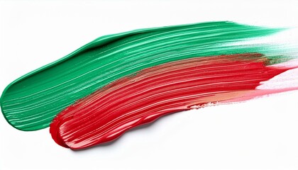 green red oil brush stroke on white background
