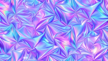 Iridescent chrome wavy gradient cloth fabric abstract background, ultraviolet holographic texture. 3d render, abstract background. Three-dimensional abstract design background.