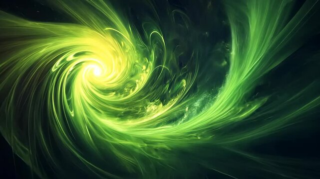 Exploring the swirling patterns of green fractals in a mesmerizing cosmic landscape