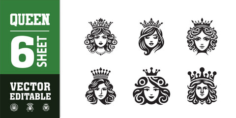 Doodle crowns. Line art king or queen crown sketch, fellow crowned heads tiara, beautiful diadem and luxurious decals vector illustration set. Royal head accessories linear collection © Rafassya