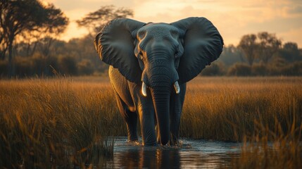 Obraz premium Elephant Sunset.