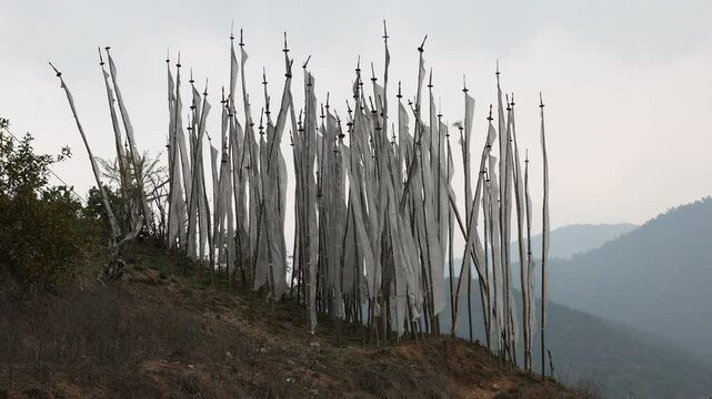 Manidhar prayer flags, Punakha dzongkhag, Punakha, Bhutan
