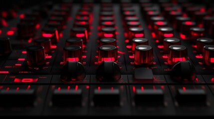 Obraz premium Close-up of a Soundboard's Glowing Knobs. AI Generated