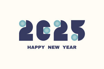 2025 Happy New Year. Modern banner, greeting card, invitation, flyer. New Year minimalistic template in bauhaus style.