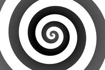 Black and white spiral background, hypnotic abstract swirling pattern