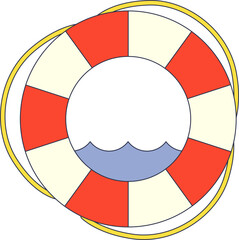 A lifebuoy ring floating on water, symbolizing safety and rescue.