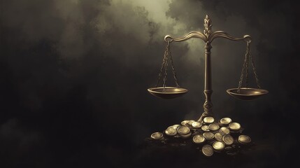 
A symbolic image of a cracked scale of justice, with coins spilling out, set against a dark background, representing the fight against corruption.