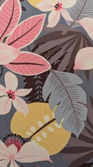 Obraz premium Close-up of Tropical Flower Fabric Pattern
