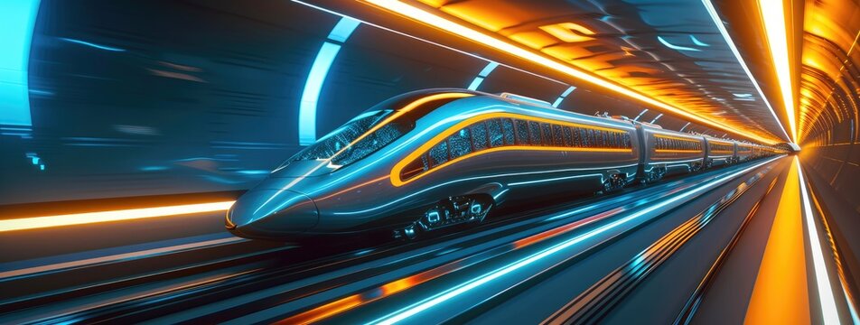Hyperloop Adventure: Speeding Through an Illuminated Tunnel