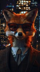 Luxury city look of fox in sunglasses
