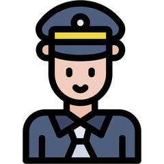 Vector Icon Policeman, Professions And Jobs, Policeman, Black Hair, Guardian, Thule