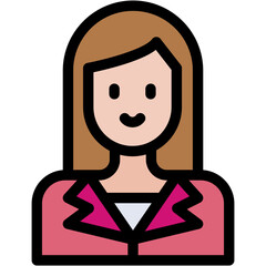 Vector Icon Manager, Professions And Jobs, Project, Woman, Brown Hair
