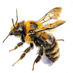 Watercolor of Bee, isolated on a white background, and Bee vector