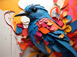 Fototapeta premium blue and yellow macaw ara,Ai generated 