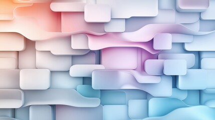 Abstract geometric design with layered rectangles in pastel pink, blue, and light gray tones. Modern abstract artwork featuring smooth layered rectangles in soft pastel colors.