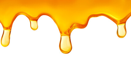 Honey Liquid Dripping Isolated on Transparent Background