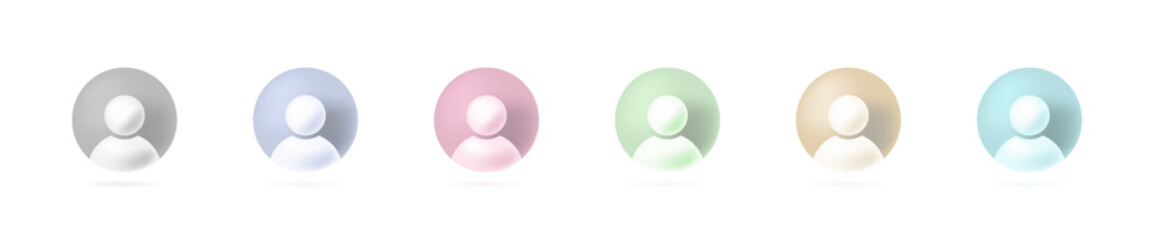 User and avatar profile set icon. 3D simple button. Vector isolated