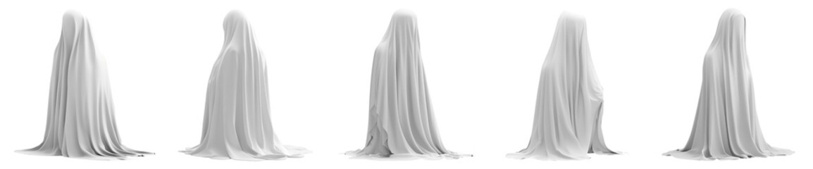 Collection of Ghost White Isolated On White Background. Generative ai