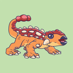 Cute dinosaur Ankylosaurus cartoon character vector Illustration.