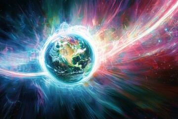 Fototapeta premium 3D illustration of planets in deep space. High quality digital space art in 5K - realistic visualization. Beautiful simple AI generated image